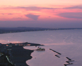 Vista della Riviera Romagnola al tramonto da Gabicce Monte